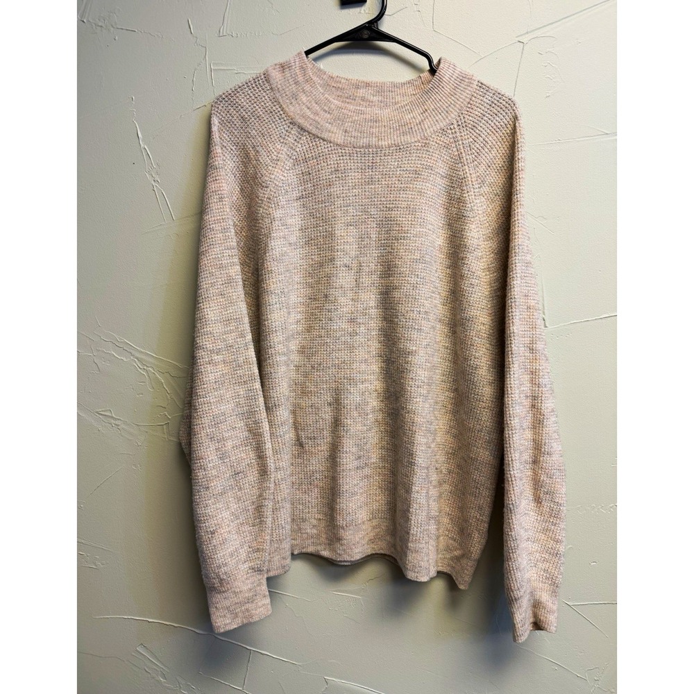 GAP Women's XL Blush Pink Marled Knit Mock Neck Sweater Pullover Cozy